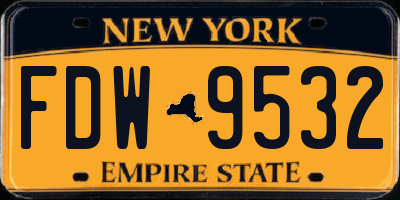 NY license plate FDW9532