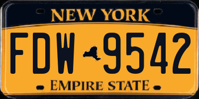 NY license plate FDW9542