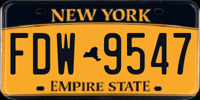 NY license plate FDW9547