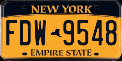 NY license plate FDW9548