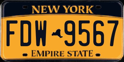 NY license plate FDW9567