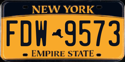 NY license plate FDW9573