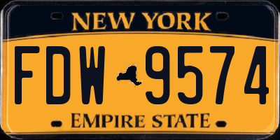 NY license plate FDW9574