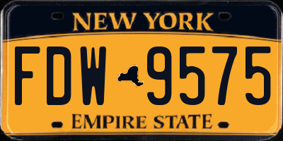 NY license plate FDW9575