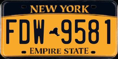 NY license plate FDW9581