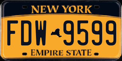 NY license plate FDW9599