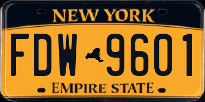 NY license plate FDW9601