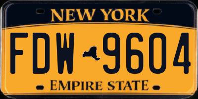 NY license plate FDW9604