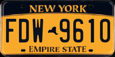 NY license plate FDW9610