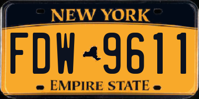NY license plate FDW9611