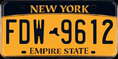 NY license plate FDW9612