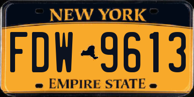 NY license plate FDW9613