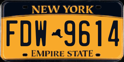 NY license plate FDW9614