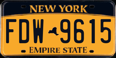 NY license plate FDW9615