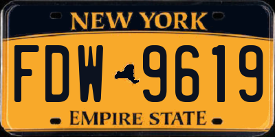 NY license plate FDW9619