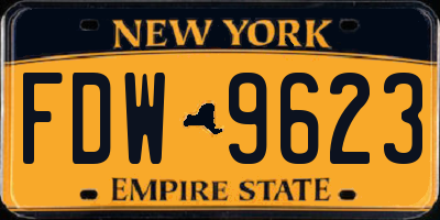 NY license plate FDW9623