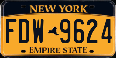 NY license plate FDW9624