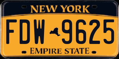 NY license plate FDW9625