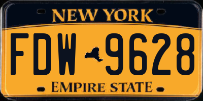 NY license plate FDW9628