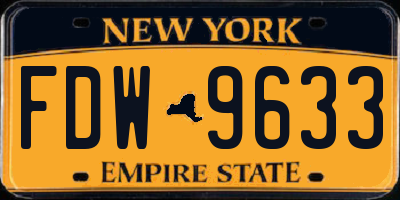 NY license plate FDW9633