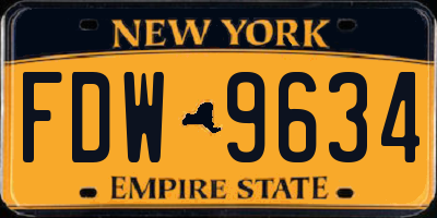 NY license plate FDW9634