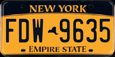 NY license plate FDW9635