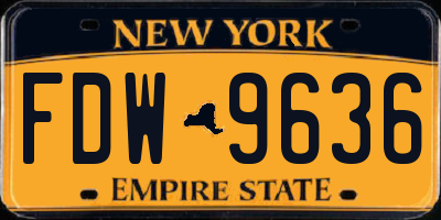 NY license plate FDW9636