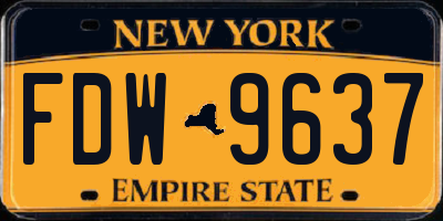 NY license plate FDW9637