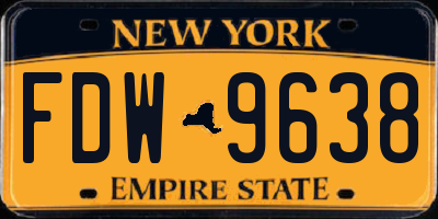 NY license plate FDW9638