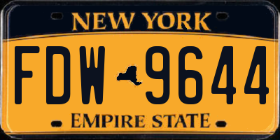 NY license plate FDW9644