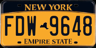 NY license plate FDW9648