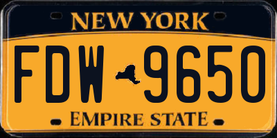 NY license plate FDW9650