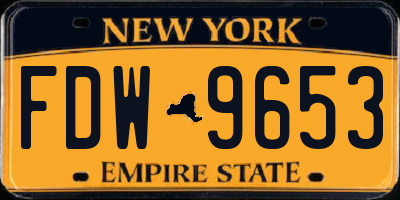 NY license plate FDW9653