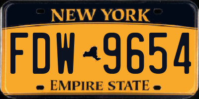 NY license plate FDW9654