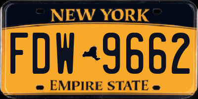 NY license plate FDW9662