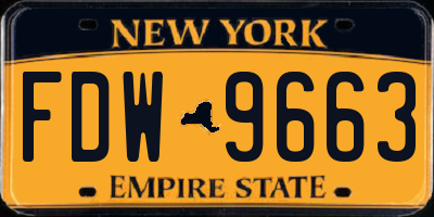 NY license plate FDW9663