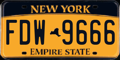 NY license plate FDW9666