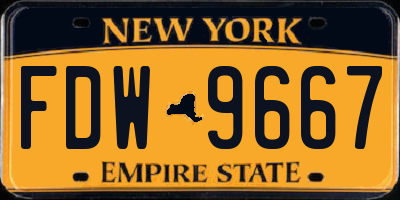 NY license plate FDW9667