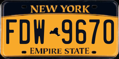 NY license plate FDW9670