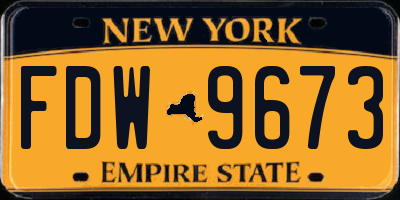 NY license plate FDW9673