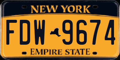 NY license plate FDW9674