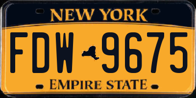 NY license plate FDW9675