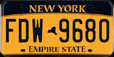 NY license plate FDW9680