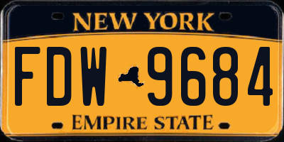 NY license plate FDW9684