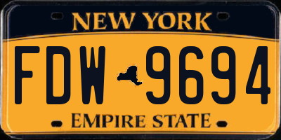 NY license plate FDW9694