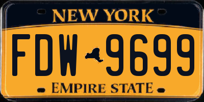 NY license plate FDW9699