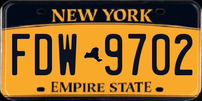NY license plate FDW9702
