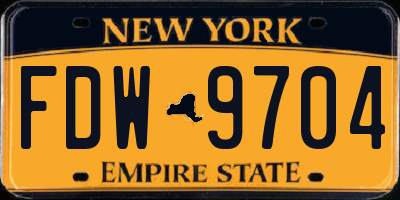 NY license plate FDW9704