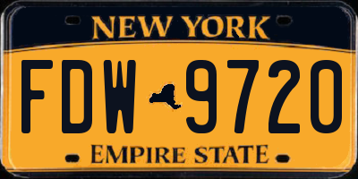 NY license plate FDW9720