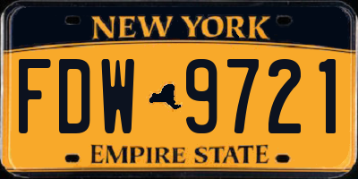 NY license plate FDW9721